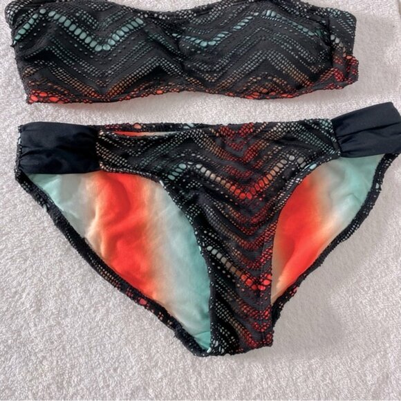 5/$25 Black Mesh and Multicolor Bikini Set M - Picture 6 of 12